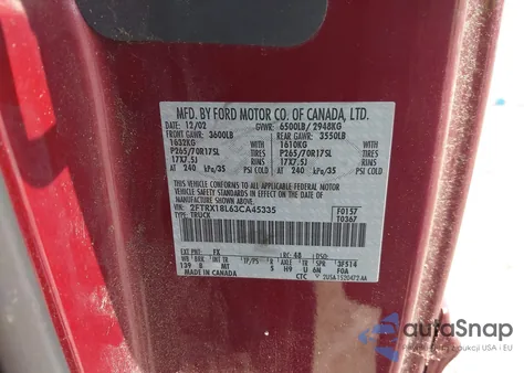 2003 Ford F-150 Lariat/Xl/Xlt z USA, uszkodzony, nr VIN 2FTRX18L63CA45335